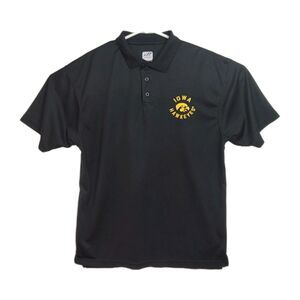 J. America Iowa Hawkeyes Polo Shirt Men's XL Black Short Sleeves Embroidered